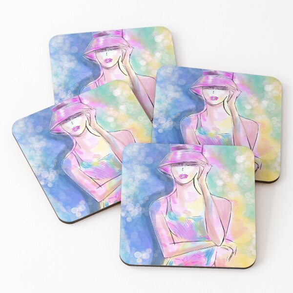 Artikelvorschau, Seaside Beachwear Mode Blogger Mädchen in Hut entworfen und verkauft von PG Illustration.