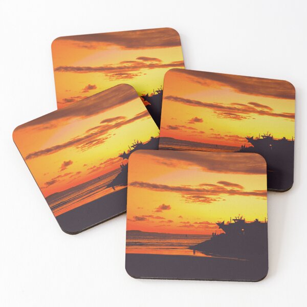 Item preview, SWIRISSIMA 15 Essaouira Morocco sunset beach sky orange yellow port boat ocean sea cloud designed and sold by dragonemma.