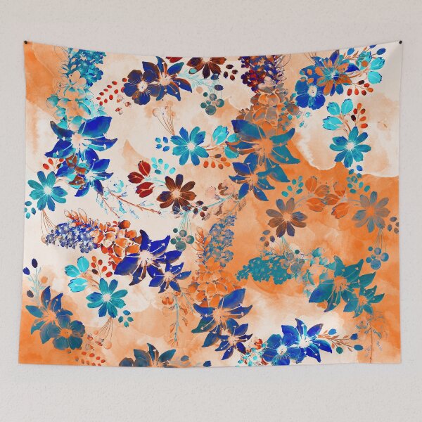 Item preview, Blue Orange flowers  designed and sold by Nora Gad.