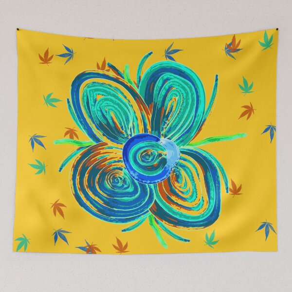 Item preview, Yellow blue Abstract flower designed and sold by Nora Gad.