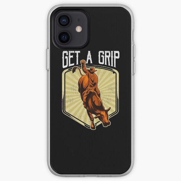 Funny Get a Grip Competitive Bull Riding Pun iPhone Soft Case