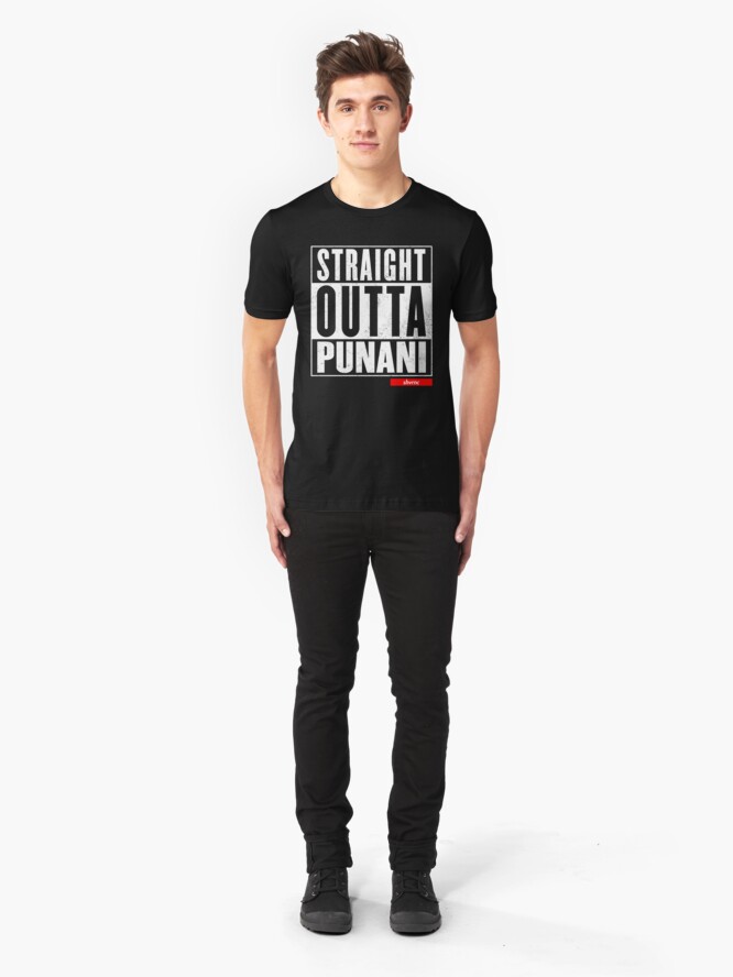 Alternate view of Straight Outta Punani (white) Slim Fit T-Shirt