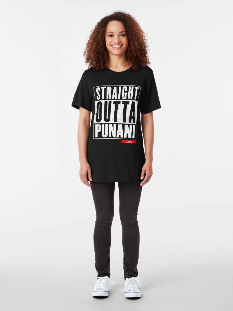 Alternate view of Straight Outta Punani (white) Slim Fit T-Shirt