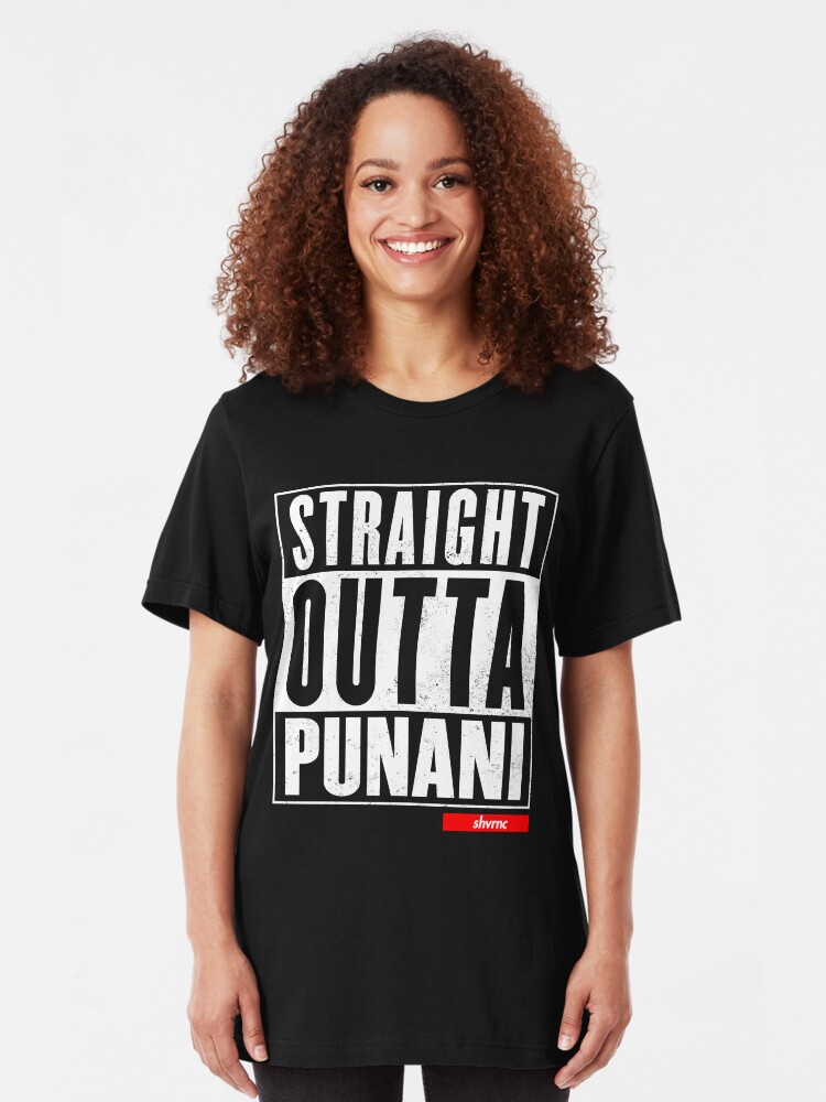 Alternate view of Straight Outta Punani (white) Slim Fit T-Shirt