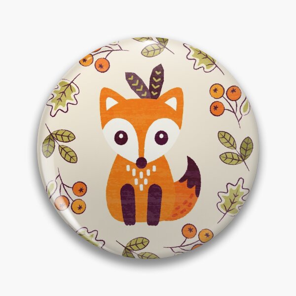 Little Fox with Autumn Berries Pin
