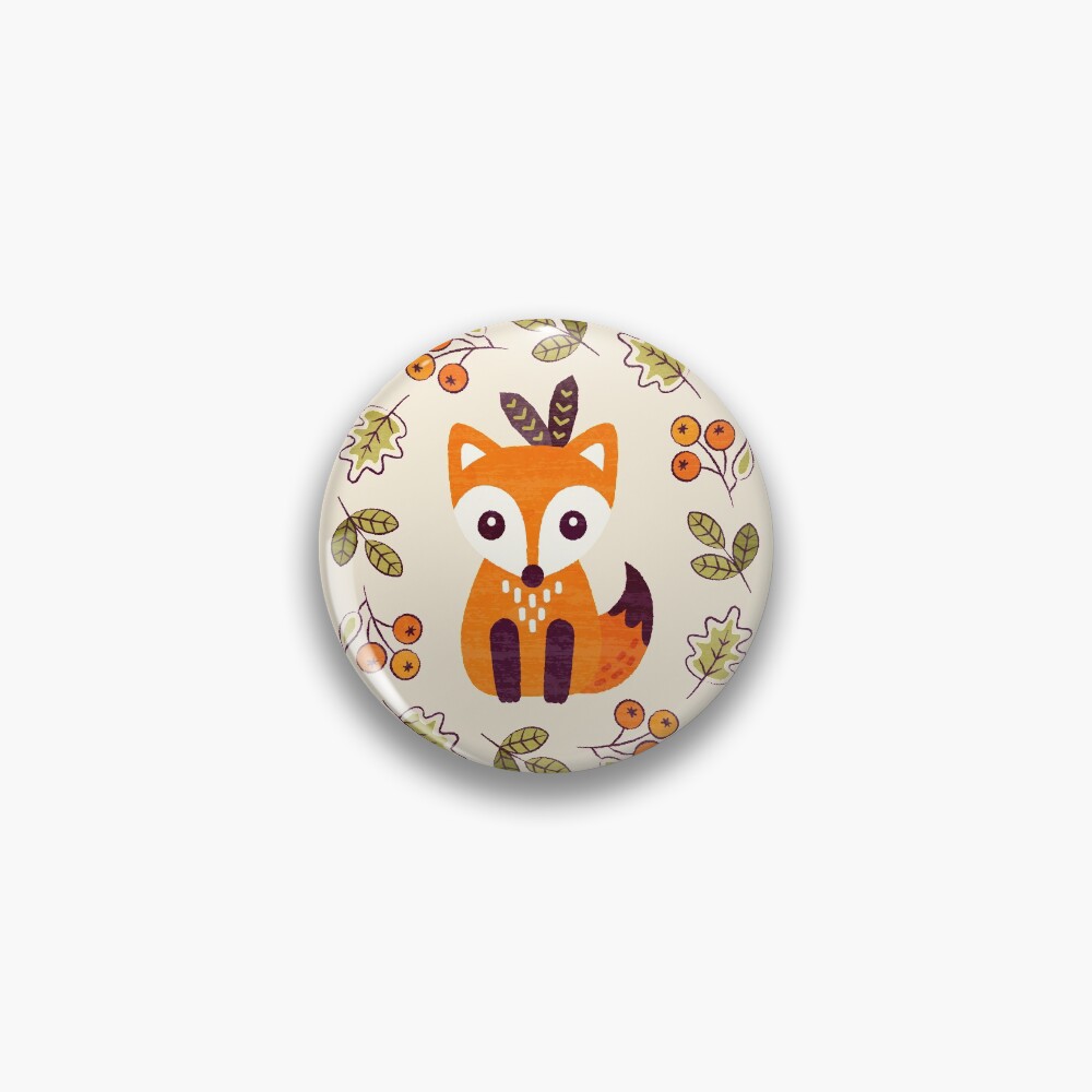Little Fox with Autumn Berries Pin