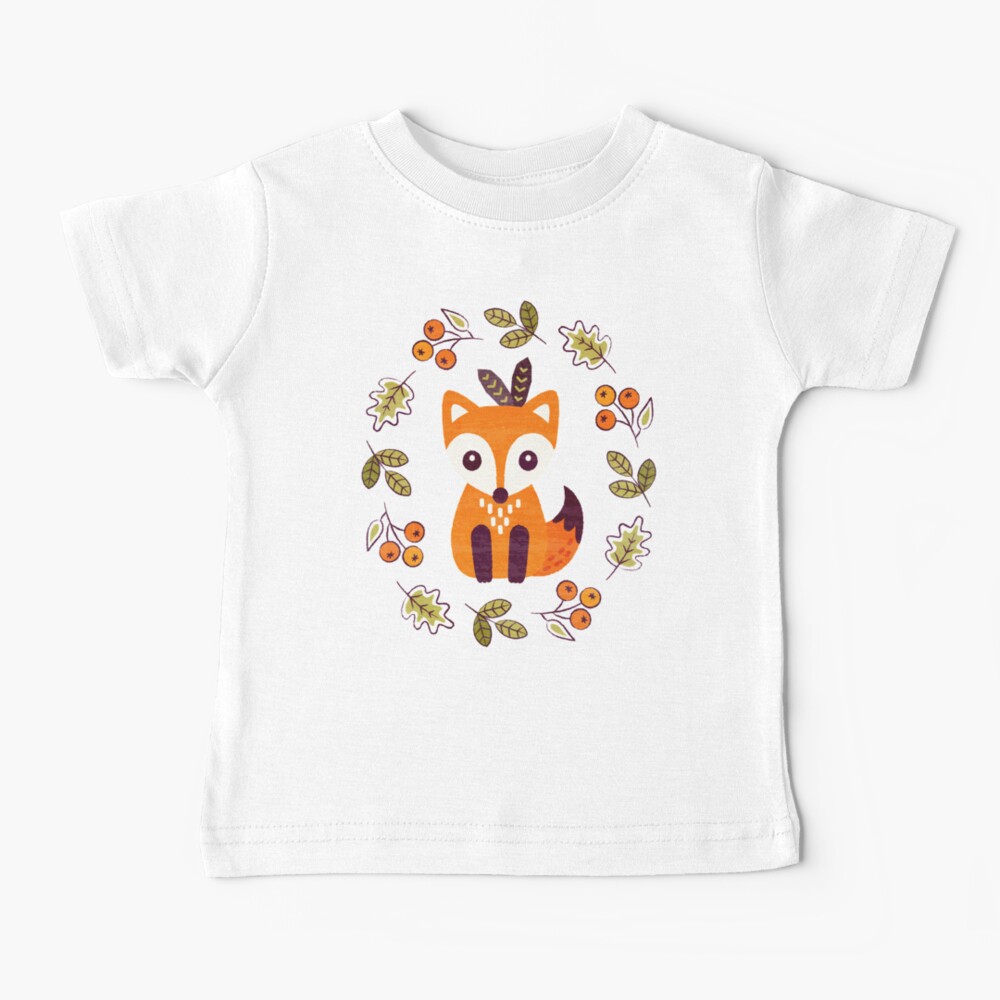 Little Fox with Autumn Berries Baby T-Shirt