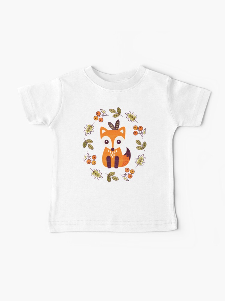 Thumbnail 1 of 2, Baby T-Shirt, Little Red Fox with Autumn Berries designed and sold by daisy-beatrice.