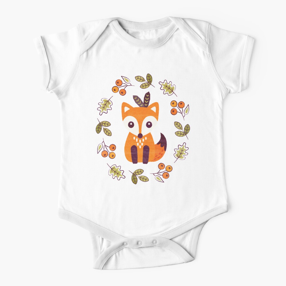 Little Fox with Autumn Berries Baby One-Piece