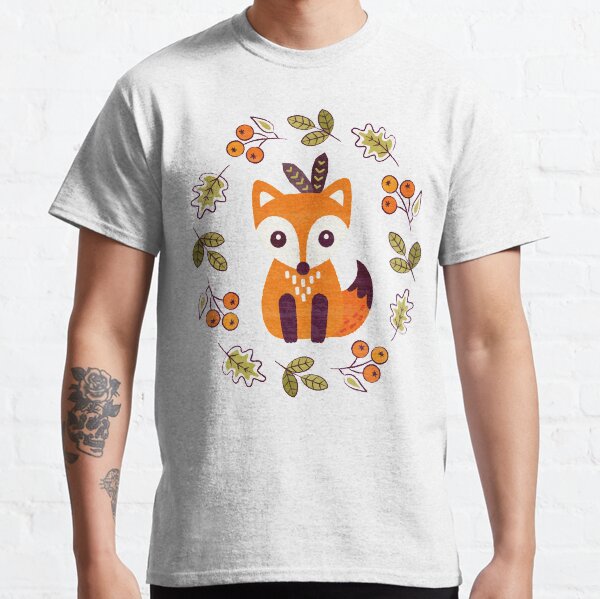 Little Fox with Autumn Berries Classic T-Shirt