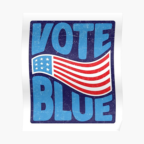 VOTE BLUE Retro USA Flag Poster