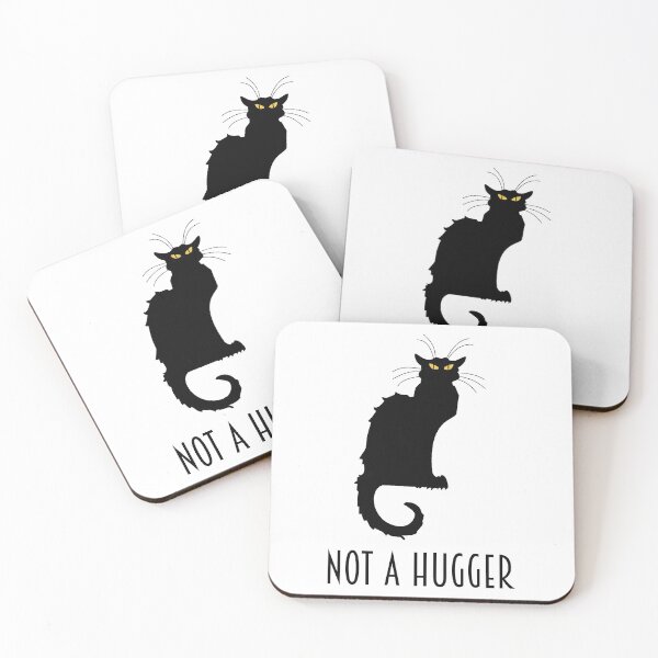Item preview, Not A Hugger Funny Introvert Antisocial Cat Chat Noir designed and sold by Cat Lady Designs.