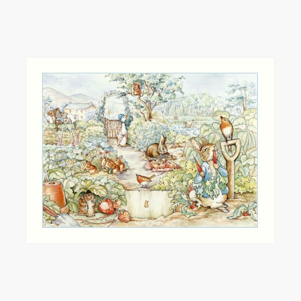 Beatrix Potter Storybook Characters in Garden Art Print