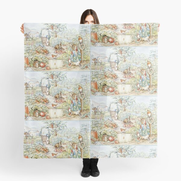 Beatrix Potter Storybook Characters in Garden Scarf