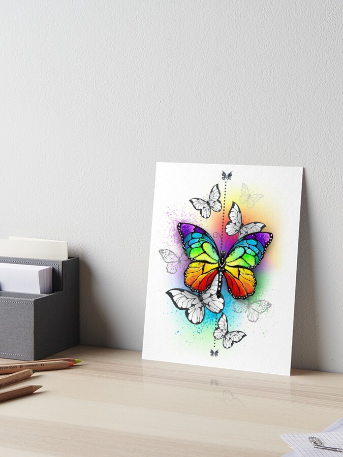 Rainbow monarch butterfly ( Butterflies ) Rainbow butterfly Art