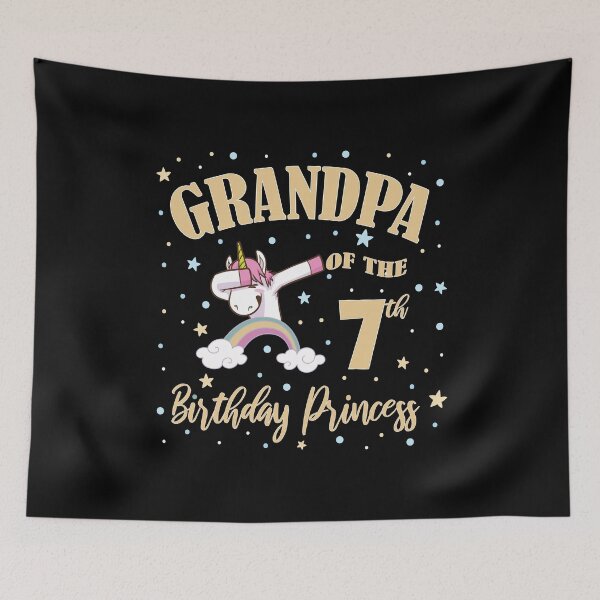 Item preview, Grandpa Of The 7th Birthday Princess Unicorn 7 Years Old print designed and sold by Grabitees.