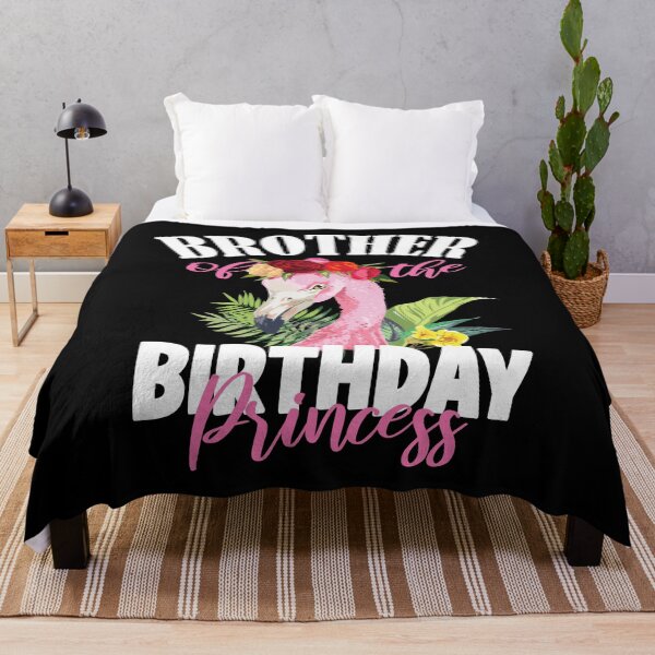 Item preview, Brother Of The Birthday Princess Floral Flamingo Girls Party graphic designed and sold by Grabitees.