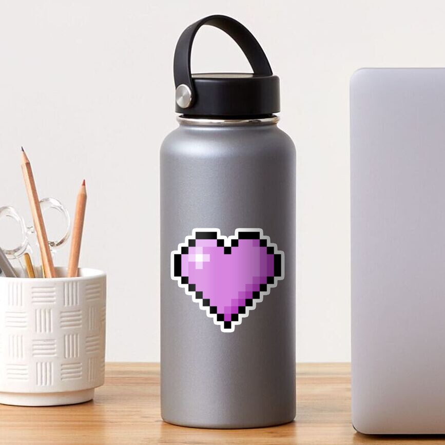 Purple Pixel Heart Sticker By Ramenpoodle Redbubble