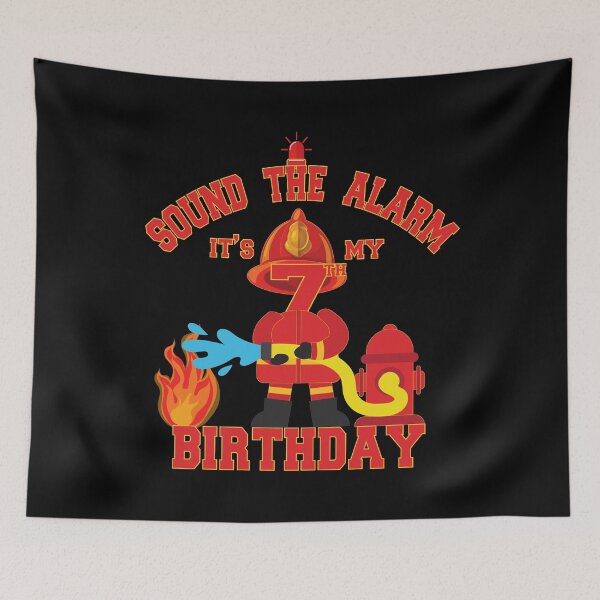 Item preview, Sound The Alarm It's My 7th Birthday 7 Years Old Firefighter graphic designed and sold by Grabitees.