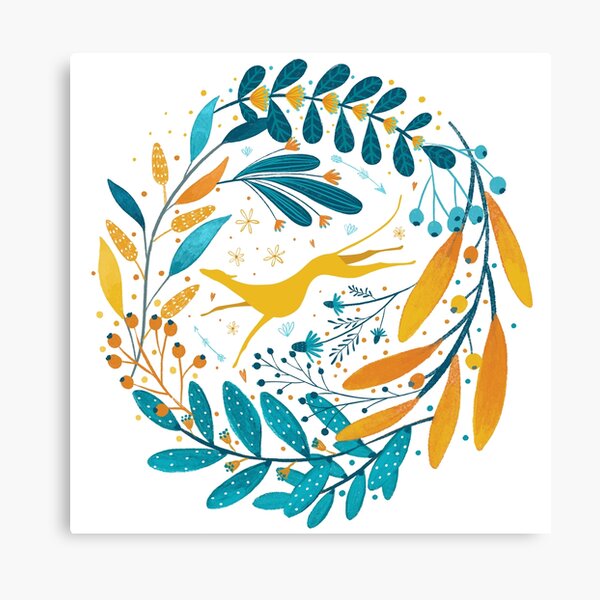 Lévrier fleur soleil soleil jaune Impression sur toile