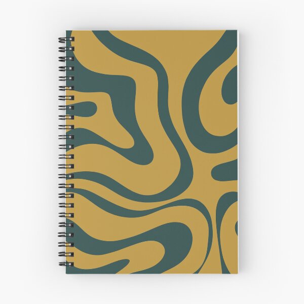 Item preview, Modern Liquid Swirl Retro Abstract Pattern in Blue and Dark Mustard designed and sold by kierkegaard.