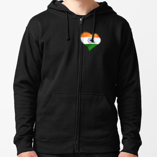 Black Full Sleeves Mens Indian Flag Logo Hoodies at Rs 360/piece in Rajkot