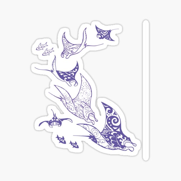 Manta ray and fish Sticker
