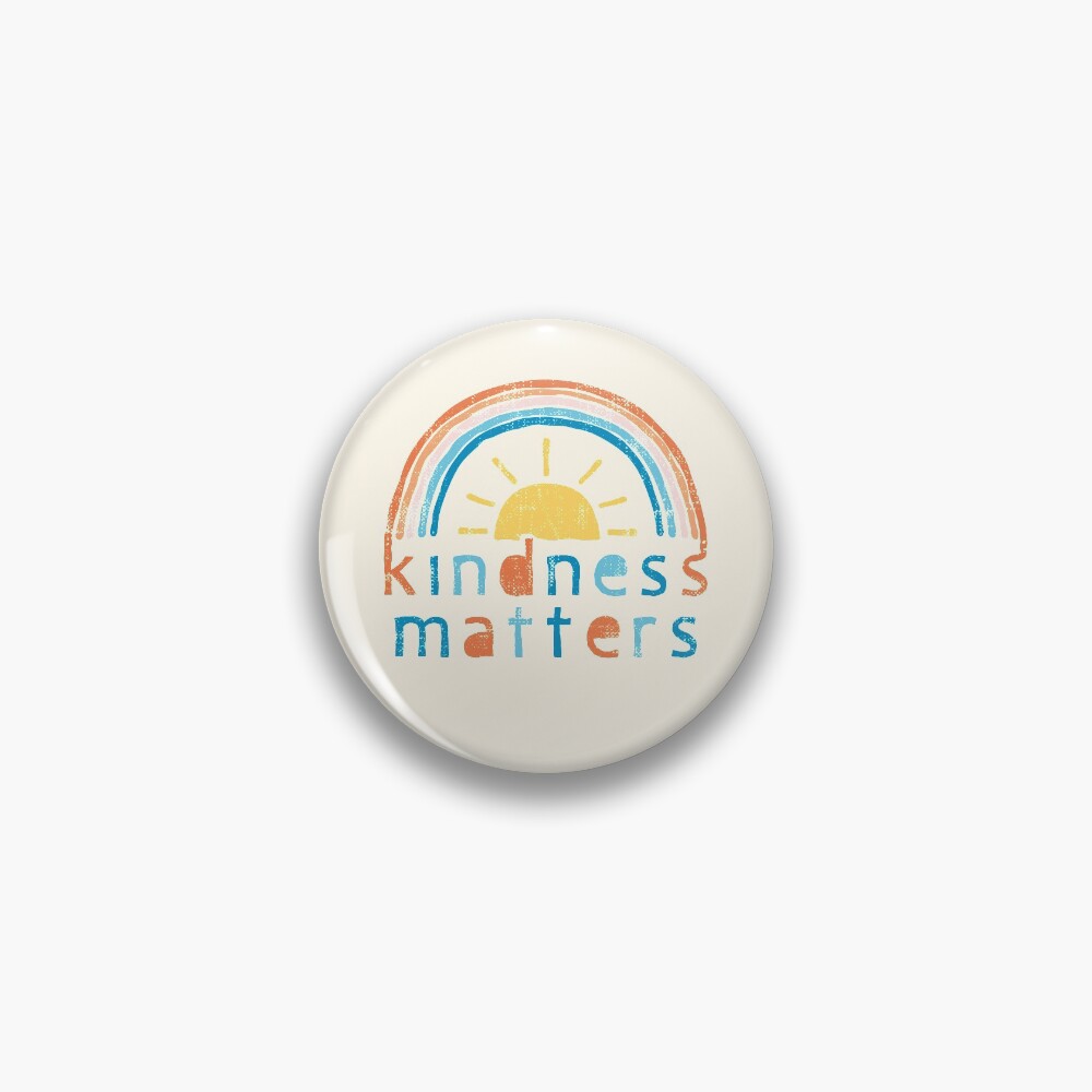Kindness Matters. Typography Design with Rainbow Pin