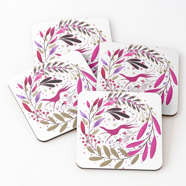 Windhund Blumensonne himbeerrot Untersetzer (4er Set)