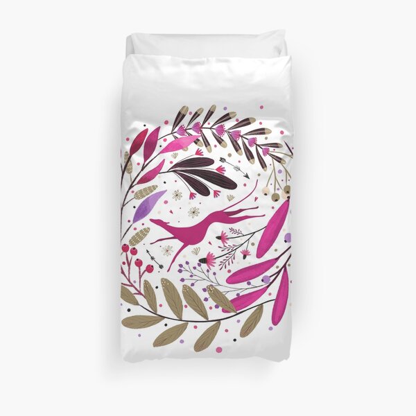 Greyhound flower sun raspberry red Duvet Cover
