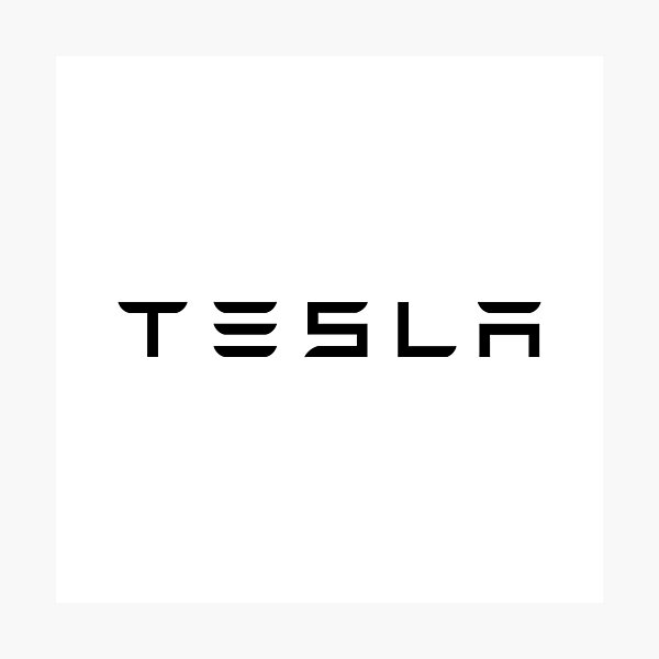 Tesla Logo Black Nur Offizieller Text Fotodruck Von Ericascarletta Redbubble