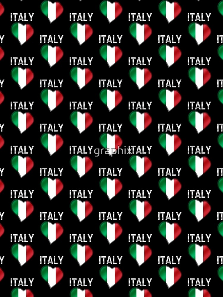 Italy - Italian Flag Heart & Text - Metallic by graphix