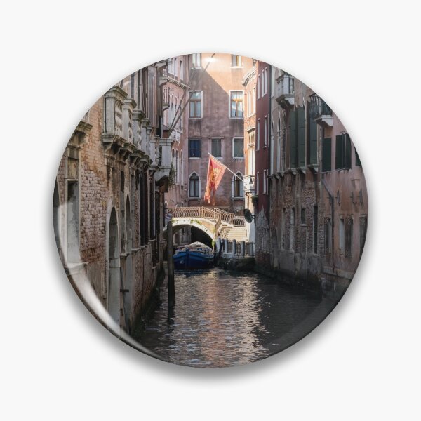 Item preview, Classic Venetian - Republic of Venice Flag of Saint Mark over a Bridge in a Side Canal designed and sold by Georgia Mizuleva.