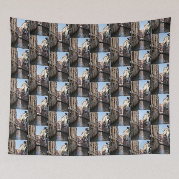 Item preview, Classic Venetian - Republic of Venice Flag of Saint Mark over a Bridge in a Side Canal designed and sold by Georgia Mizuleva.