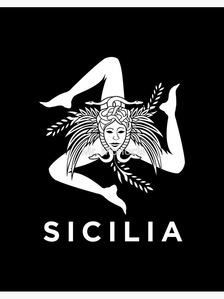 Sicilian Pride Sicilia Sicilian Flag Trinacria Art Board Print By Spazzoshirts Redbubble