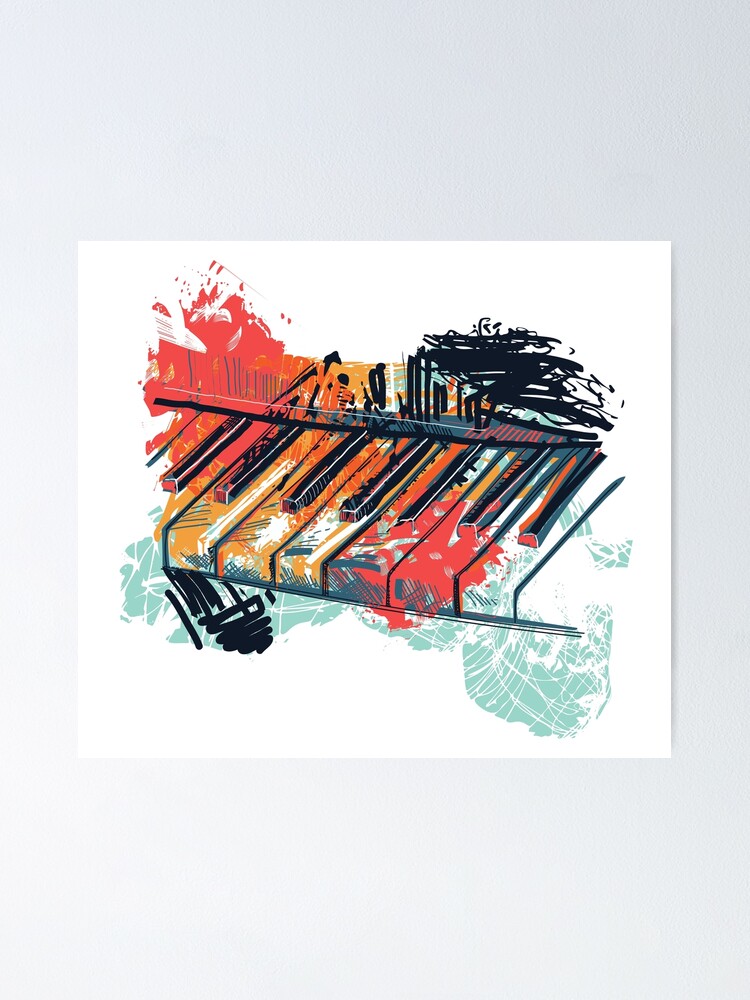 Abstract Piano Keyboard In Watercolor Sketch Style Poster By Kateja Redbubble