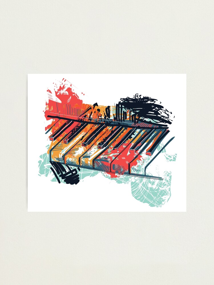 Abstract Piano Keyboard In Watercolor Sketch Style Photographic Print By Kateja Redbubble