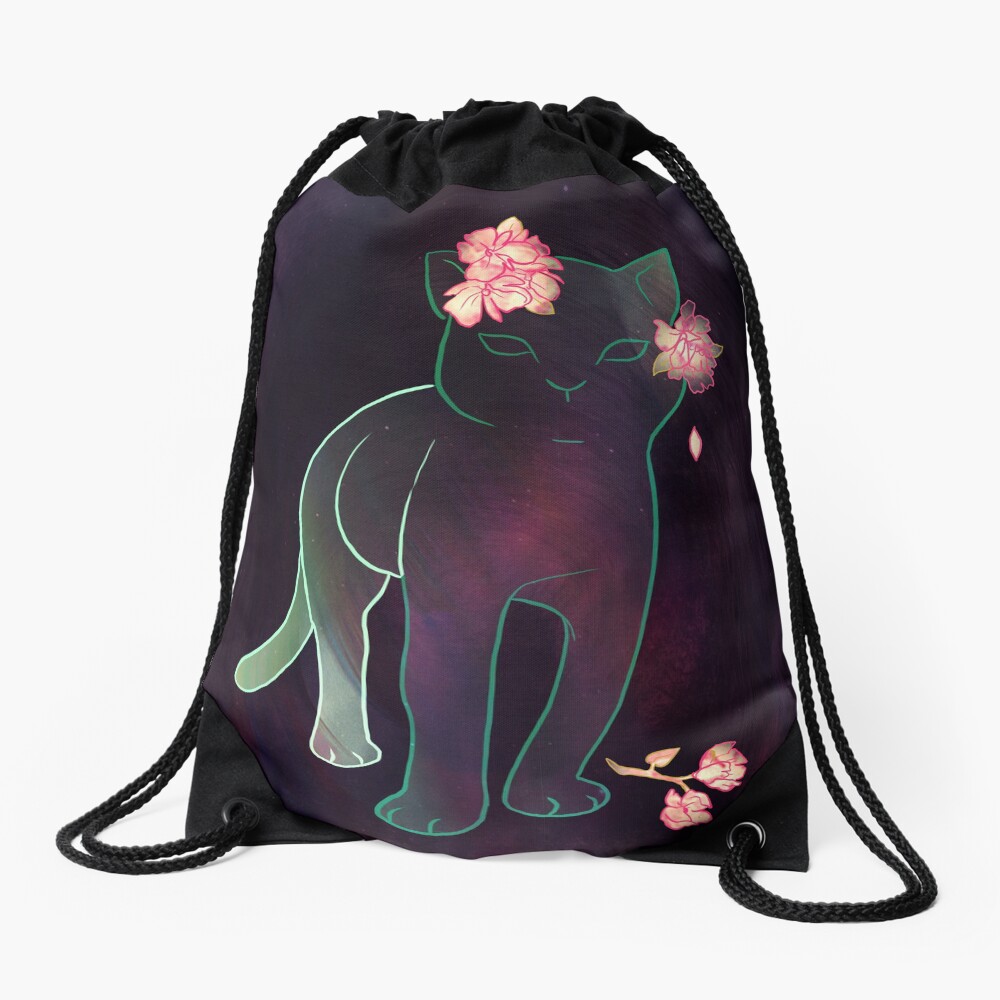 Ghost kitten Drawstring Bag