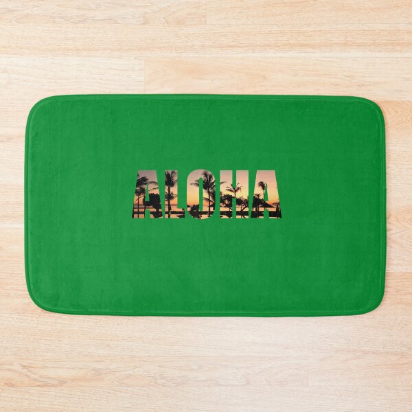 Item preview, Aloha Hawaii greetings, double exposure letters with palms on sunset designed and sold by RoManSmArt.