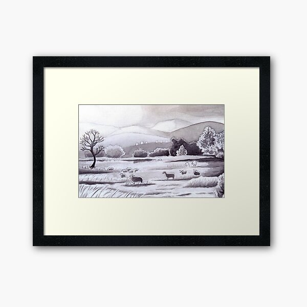 Countryside Charming Sheep in Ibiza Framed Art Print