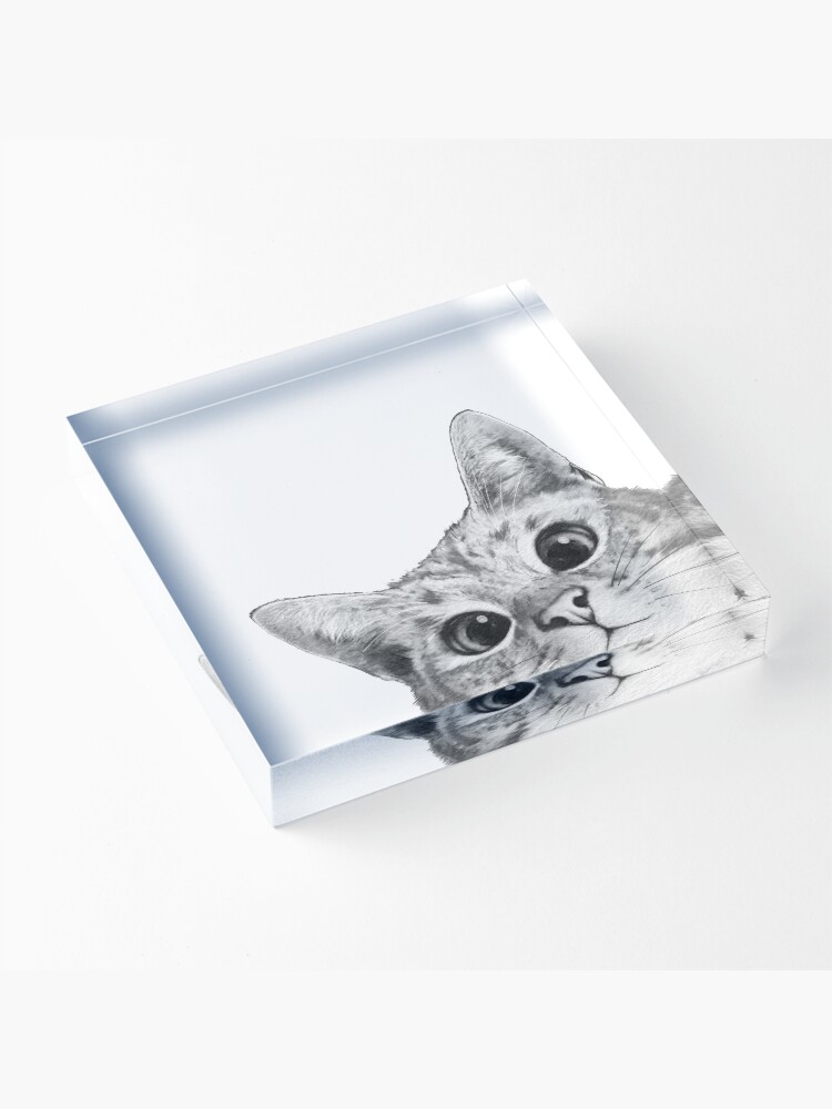 Alternate view of sneaky cat Acrylic Block