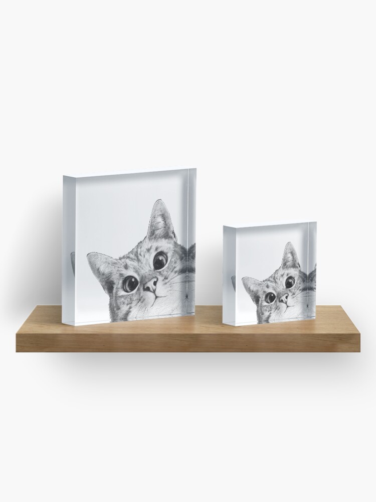 Alternate view of sneaky cat Acrylic Block