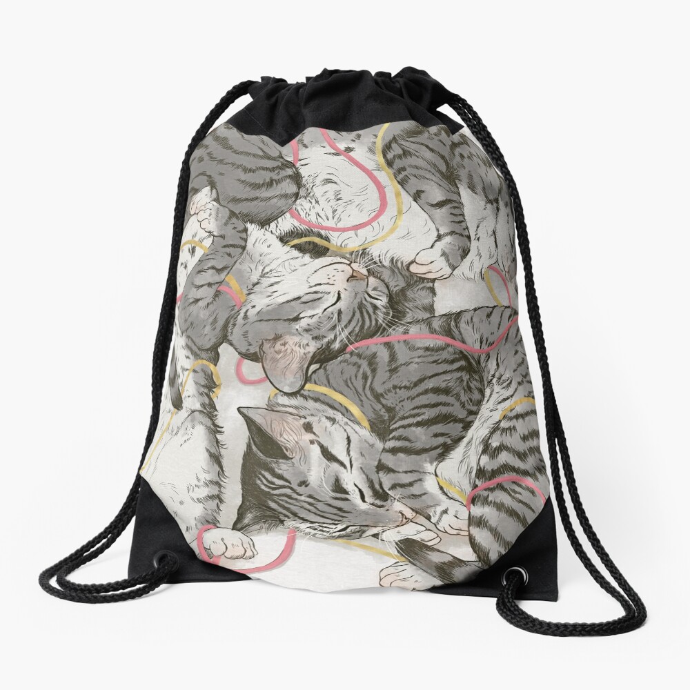 cats /rose and gold Drawstring Bag