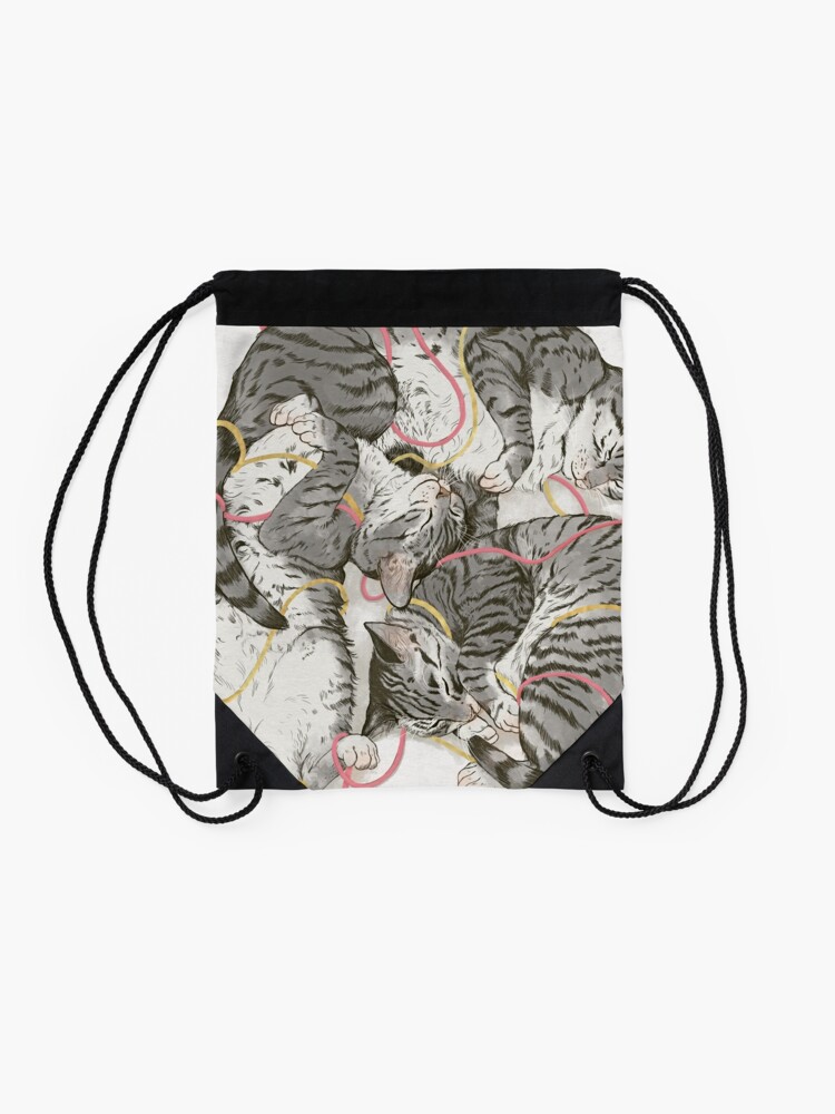 Alternate view of cats /rose and gold Drawstring Bag