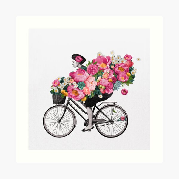 floral bicycle Art Print