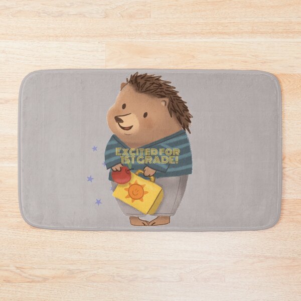 Item preview, Cute Hedgehog excited and ready for First/1st Grade Holding an Apple and a Lunch Box designed and sold by EvaWolf.