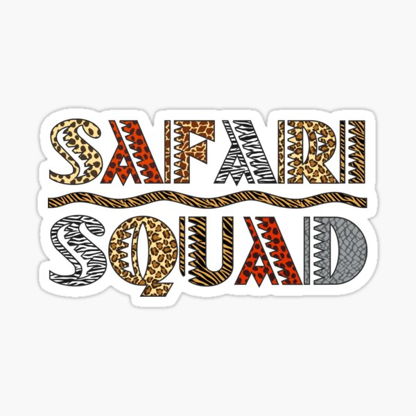 Vista previa del artículo con la obra «Safari Squad Zebra Jirafa Leopardo Animal Patrón Texto Divertido Sabana africana», diseñado y vendido por alenaz.