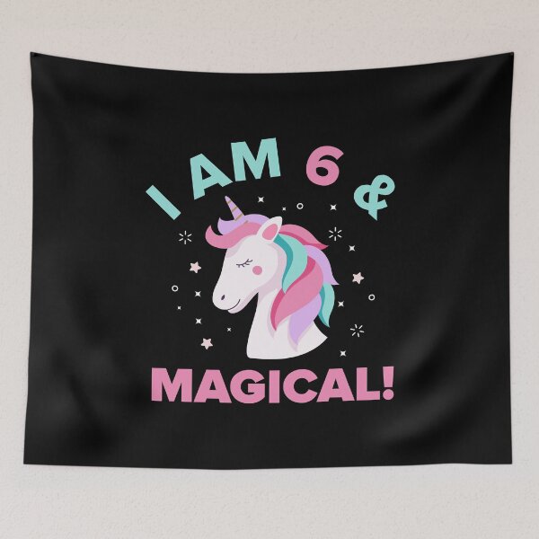 Item preview, I Am 6 And Magical - Sixth Birthday Unicorn print designed and sold by RedmonsDesigns.