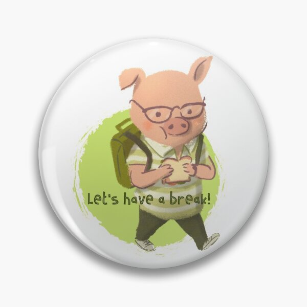 Item preview, Funny Pig wearing Glasses Going Back to School with his lunch box and bag designed and sold by EvaWolf.