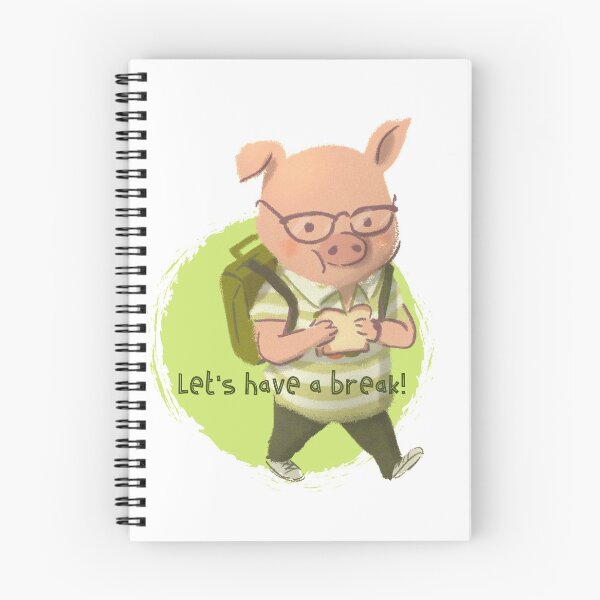 Item preview, Funny Pig wearing Glasses Going Back to School with his lunch box and bag designed and sold by EvaWolf.